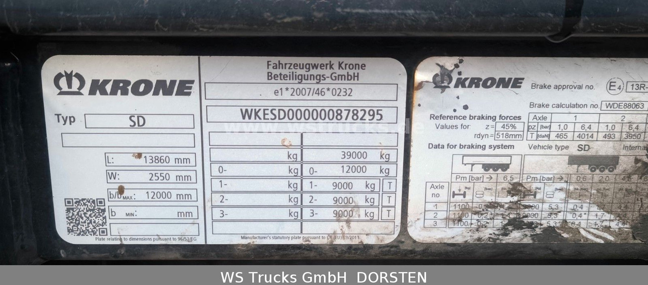 Krone SD 27 Planauflieger mit Edscha | ABS, EBS, XL - Poluprikolica sa ceradom: slika 3 Krone SD 27 Planauflieger mit Edscha | ABS, EBS, XL - Poluprikolica sa ceradom: slika 3