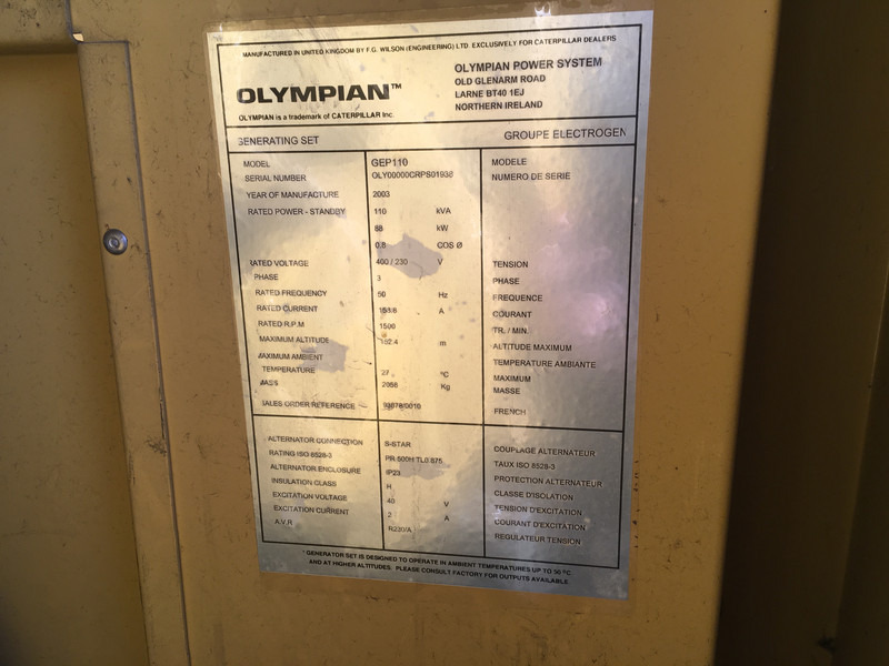 Caterpillar OLYMPIAN GEP110 GENERATOR 110KVA USED - Set generatora: slika 4 Caterpillar OLYMPIAN GEP110 GENERATOR 110KVA USED - Set generatora: slika 4