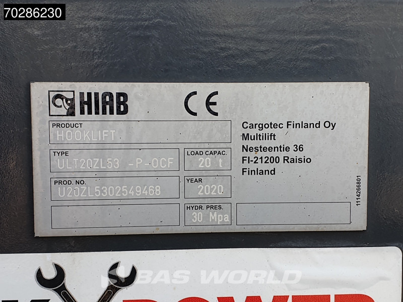 Kamion sa hidrauličnom kukom DAF CF 450 CF 6X2 HIAB 20ZL53 Hooklift LiftAxle Automatic 20 Tonnes ACC Euro 6: slika 17