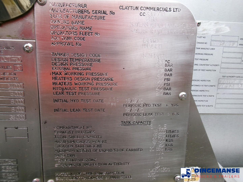 Poluprikolica cisterna Clayton Chemical tank inox 18 m3 / 1 comp: slika 19