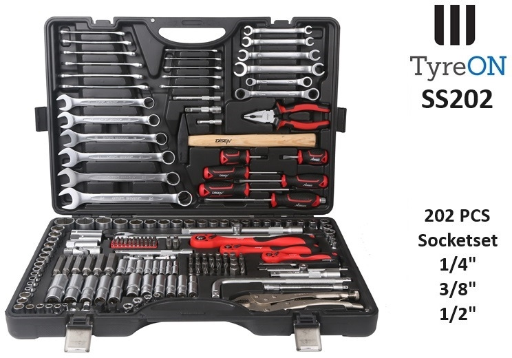 SS202 Professional Socket Set 202-piece 1/8 - 1/4 - 1/2 Inch - Chrome Vanadium - Гаражна опрема: slika 2 SS202 Professional Socket Set 202-piece 1/8 - 1/4 - 1/2 Inch - Chrome Vanadium - Гаражна опрема: slika 2