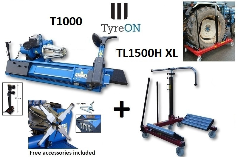T1000 2-speed 56 Inch truck tyre changer + 1500 kg XL wheeldollly TL1500H XL - Гаражна опрема: slika 1 T1000 2-speed 56 Inch truck tyre changer + 1500 kg XL wheeldollly TL1500H XL - Гаражна опрема: slika 1