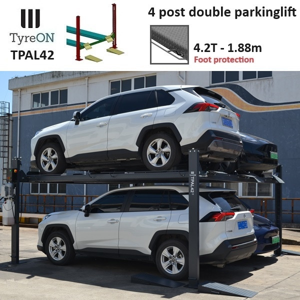 TPAL42 mobile double 4 post parking lift for car - 4.2T - Height 188 cm - Long 415 cm runways with automatic roll-off protection - 230V - To park 4 vehicles - Гаражна опрема: slika 1 TPAL42 mobile double 4 post parking lift for car - 4.2T - Height 188 cm - Long 415 cm runways with automatic roll-off protection - 230V - To park 4 vehicles - Гаражна опрема: slika 1