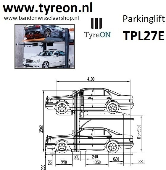 TPL27E-3 car parking lift - electric release of safety locks - no air pressure required - 4 columns - 6 cars - Гаражна опрема: slika 4 TPL27E-3 car parking lift - electric release of safety locks - no air pressure required - 4 columns - 6 cars - Гаражна опрема: slika 4