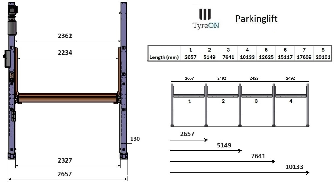 TPL27E-4 car parking lift - electric release of safety locks - no air pressure required - 5 columns - 8 cars - Гаражна опрема: slika 4 TPL27E-4 car parking lift - electric release of safety locks - no air pressure required - 5 columns - 8 cars - Гаражна опрема: slika 4