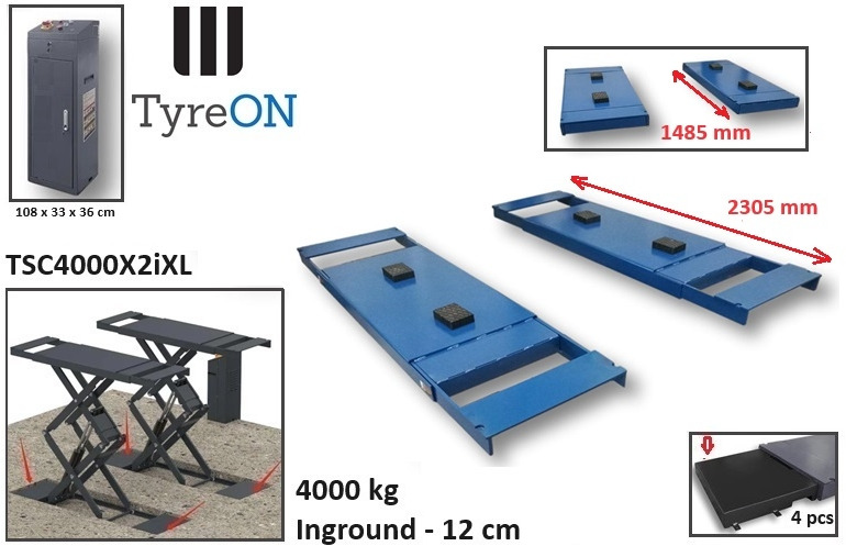 TSC4000X2iXL In floor scissor lift - Double extensions - 12 cm installation depth - Hydromechanically locked - No compressed air required - 4T - Гаражна опрема: slika 3 TSC4000X2iXL In floor scissor lift - Double extensions - 12 cm installation depth - Hydromechanically locked - No compressed air required - 4T - Гаражна опрема: slika 3