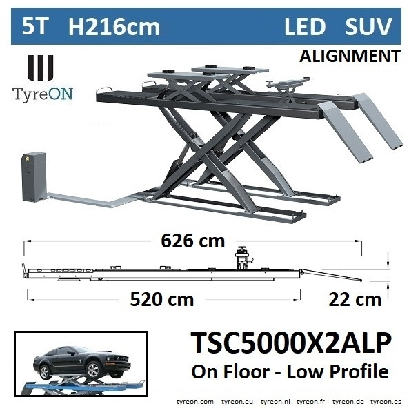 TSC5000X2A LP wheel alignment lift - On floor - Free wheel lifting system - 5.2 m lightened runways (76 cm wide) - Low profile - 5T - Гаражна опрема: slika 5 TSC5000X2A LP wheel alignment lift - On floor - Free wheel lifting system - 5.2 m lightened runways (76 cm wide) - Low profile - 5T - Гаражна опрема: slika 5