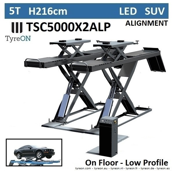 TSC5000X2A LP wheel alignment lift - On floor - Free wheel lifting system - 5.2 m lightened runways (76 cm wide) - Low profile - 5T - Гаражна опрема: slika 1 TSC5000X2A LP wheel alignment lift - On floor - Free wheel lifting system - 5.2 m lightened runways (76 cm wide) - Low profile - 5T - Гаражна опрема: slika 1