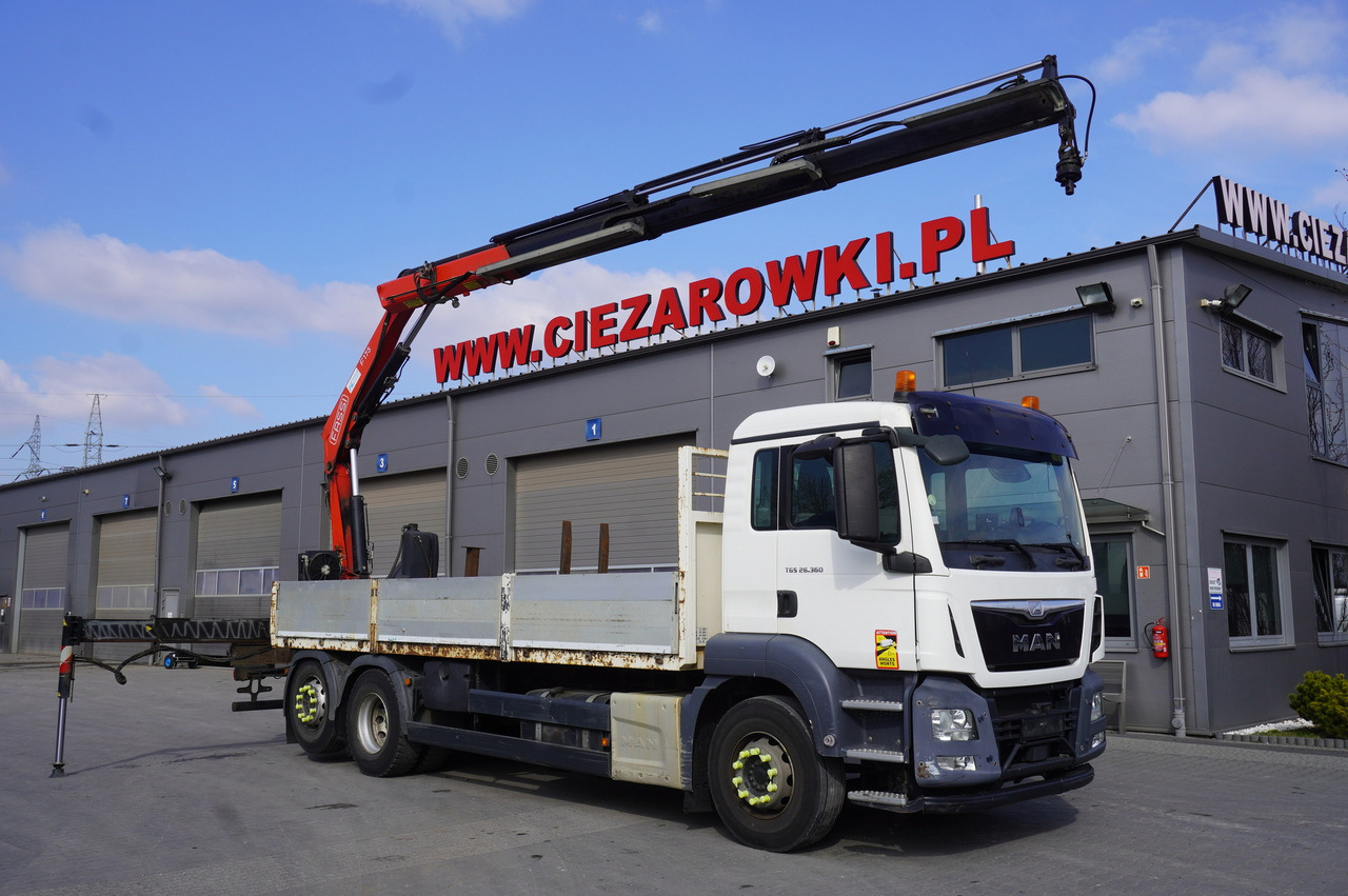 MAN TGS 26.360 Flatbed / Fassi F175 7.7 T / steered 3rd axle - Kamion sa tovarnim sandukom, Kamion sa dizalicom: slika 1 MAN TGS 26.360 Flatbed / Fassi F175 7.7 T / steered 3rd axle - Kamion sa tovarnim sandukom, Kamion sa dizalicom: slika 1