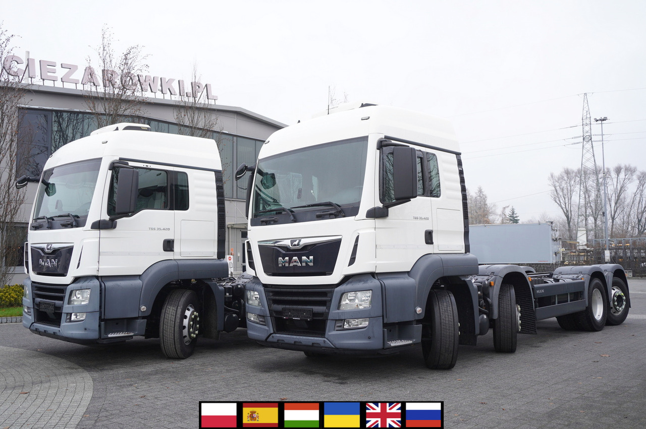 MAN TGS 35.420 8×2 / Chassis 6.4 m / 3 steered axles / 2 units - Kamion sa golom šasijom i zatvorenom kabinom: slika 1 MAN TGS 35.420 8×2 / Chassis 6.4 m / 3 steered axles / 2 units - Kamion sa golom šasijom i zatvorenom kabinom: slika 1