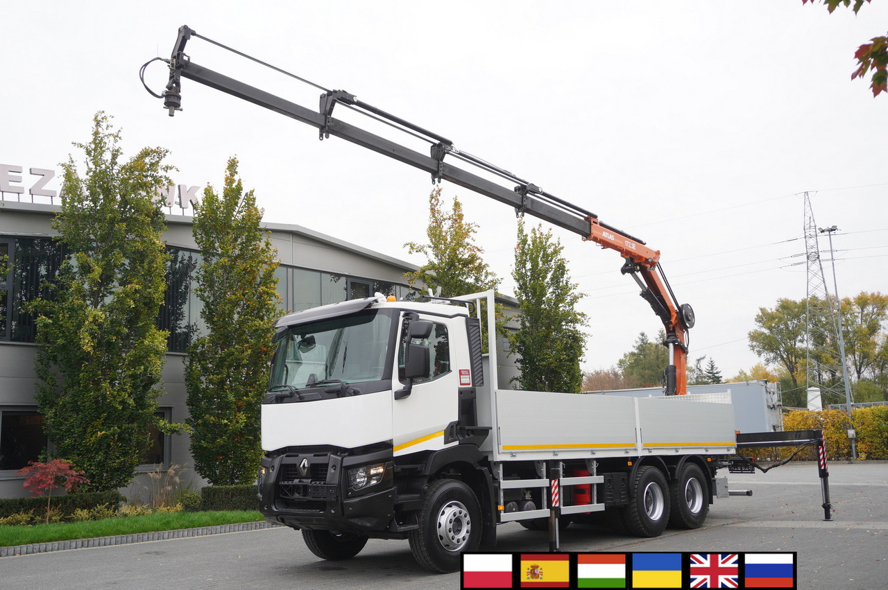 RENAULT C380 Comfort 6x4 / Atlas 172.3E crane / Range 12.3 m / capacity 6.1 t / Flatbed 17 EPAL - Kamion sa tovarnim sandukom, Kamion sa dizalicom: slika 1 RENAULT C380 Comfort 6x4 / Atlas 172.3E crane / Range 12.3 m / capacity 6.1 t / Flatbed 17 EPAL - Kamion sa tovarnim sandukom, Kamion sa dizalicom: slika 1