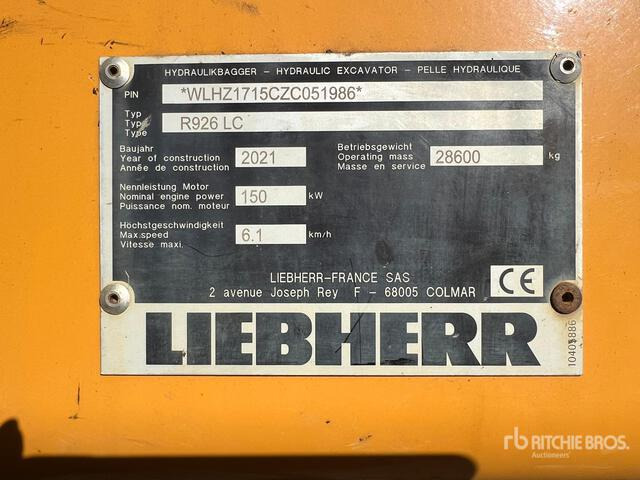 2021 Liebherr R926 LC Tracked Excavator - Bager guseničar: slika 4 2021 Liebherr R926 LC Tracked Excavator - Bager guseničar: slika 4