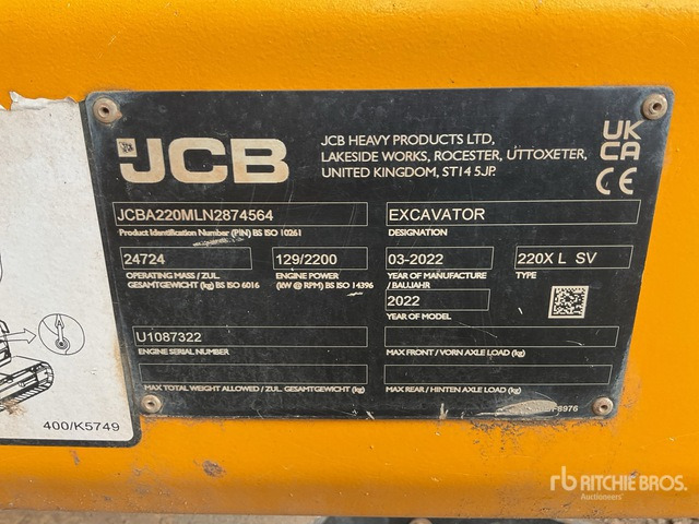 2022 JCB 220X LC MONO SV Tracked Excavator - Bager guseničar: slika 2 2022 JCB 220X LC MONO SV Tracked Excavator - Bager guseničar: slika 2
