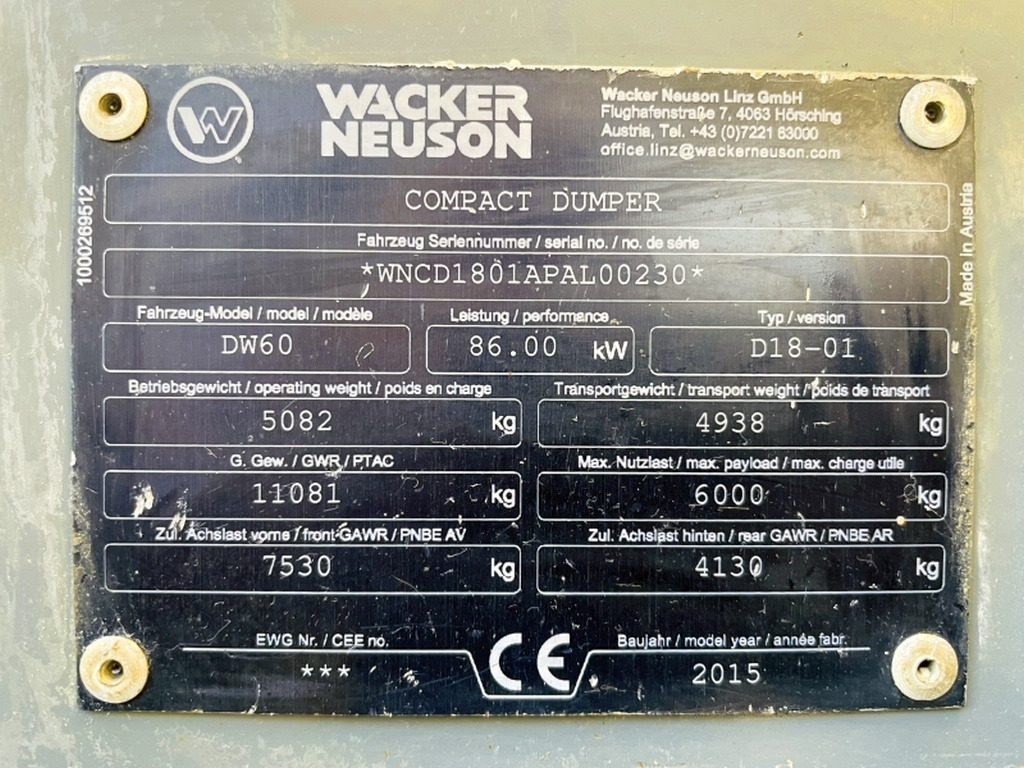 Neuson DW60 (3911) - Mini kiper: slika 3 Neuson DW60 (3911) - Mini kiper: slika 3