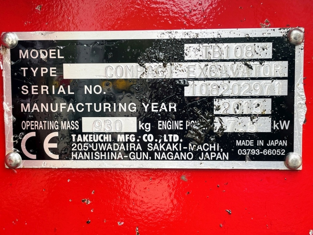 Takeuchi TB108 (3983) - Mini bager: slika 3 Takeuchi TB108 (3983) - Mini bager: slika 3