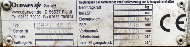 DURWEN DRPK45C, Breite 1630 mm - Viljuška: slika 5 DURWEN DRPK45C, Breite 1630 mm - Viljuška: slika 5