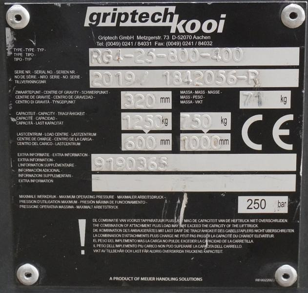 GRIPTECH Griptech RG 4 25 800/400 - Viljuška za Viljuškar: slika 5 GRIPTECH Griptech RG 4 25 800/400 - Viljuška za Viljuškar: slika 5