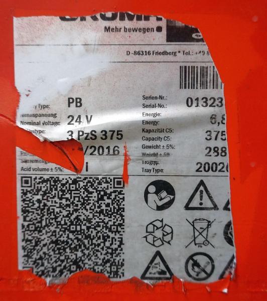 GRUMA 24 Volt 3 PzS 375 Ah - Baterija za Oprema za rukovanje materijalima: slika 5 GRUMA 24 Volt 3 PzS 375 Ah - Baterija za Oprema za rukovanje materijalima: slika 5