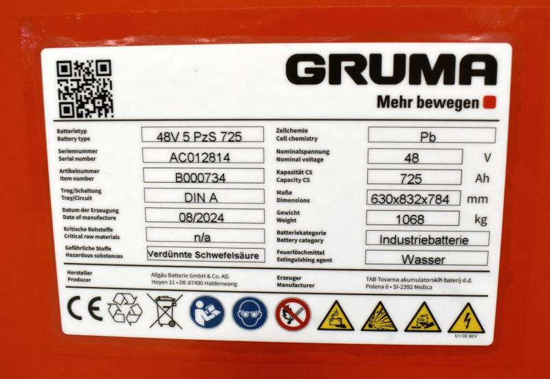 GRUMA 48 Volt 5 PzS 725 Ah - Baterija za Oprema za rukovanje materijalima: slika 5 GRUMA 48 Volt 5 PzS 725 Ah - Baterija za Oprema za rukovanje materijalima: slika 5