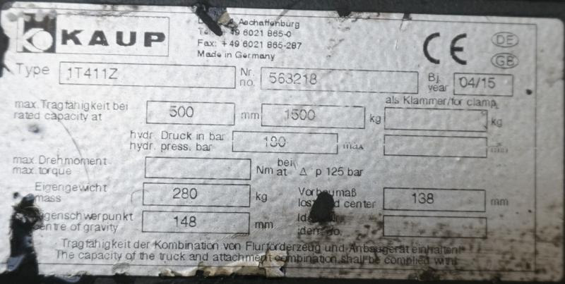KAUP 1T411Z - Viljuška za Oprema za rukovanje materijalima: slika 4 KAUP 1T411Z - Viljuška za Oprema za rukovanje materijalima: slika 4