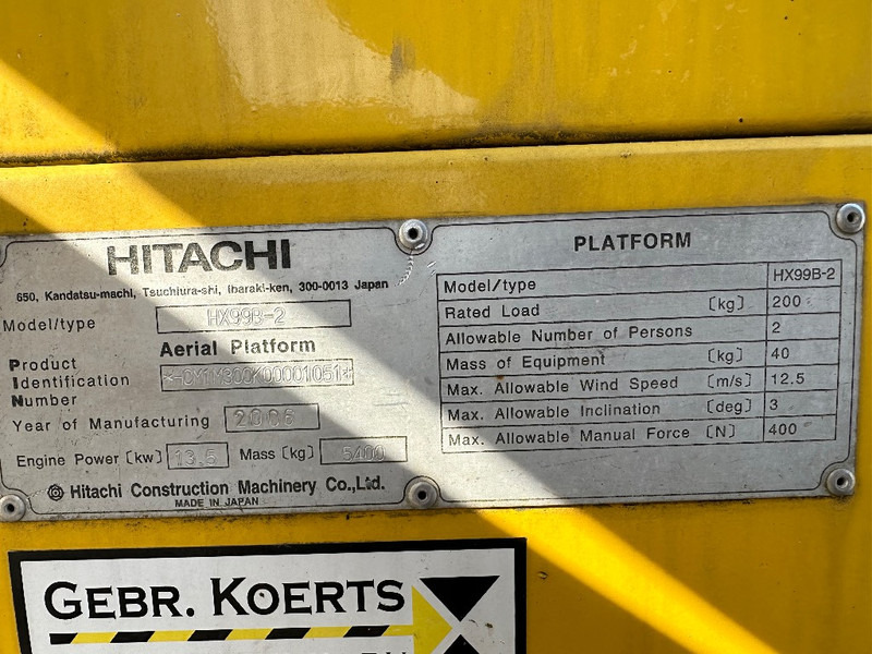 Hitachi HX 99 B-2 railroad - Teleskopska platforma: slika 5 Hitachi HX 99 B-2 railroad - Teleskopska platforma: slika 5