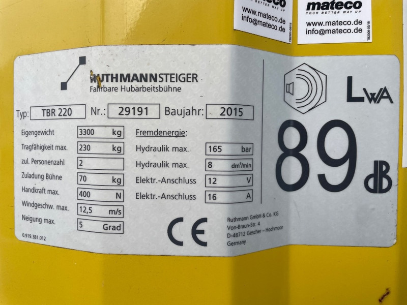Ruthmann TBR 220 - Vazdušna platforma montirana na kamion: slika 3 Ruthmann TBR 220 - Vazdušna platforma montirana na kamion: slika 3