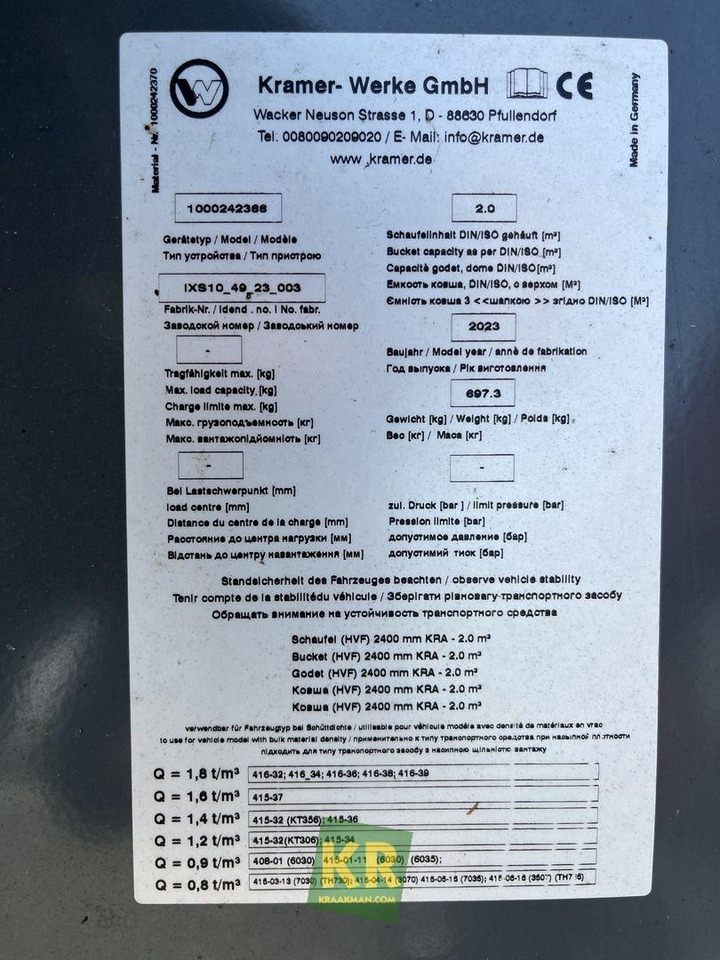 Kramer 2400 HVF GRONDBAK - Utovarna kašika za Građevinska mašina: slika 4 Kramer 2400 HVF GRONDBAK - Utovarna kašika za Građevinska mašina: slika 4