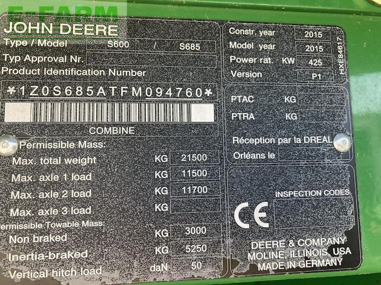 Kombinovani kombajn John Deere s685i: slika 9