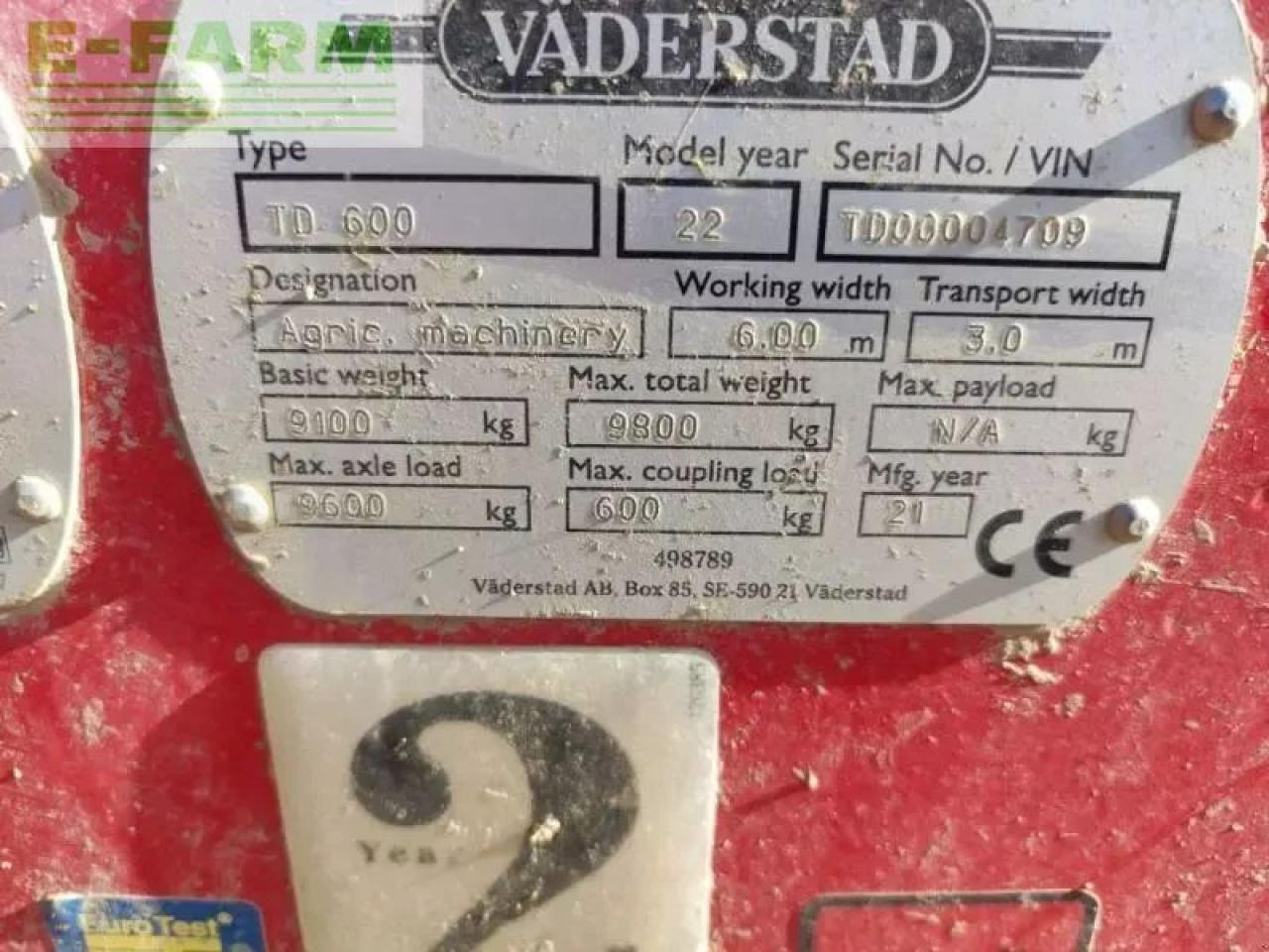 Väderstad td600 - Kultivator: slika 2 Väderstad td600 - Kultivator: slika 2