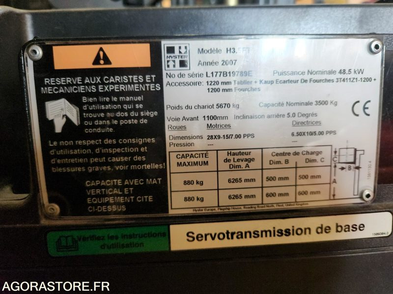 CHARIOT ELEVATEUR DIESEL 3T5 HYSTER H3.5FT - 2007 - 1033 heures - Dizel viljuškar: slika 2 CHARIOT ELEVATEUR DIESEL 3T5 HYSTER H3.5FT - 2007 - 1033 heures - Dizel viljuškar: slika 2