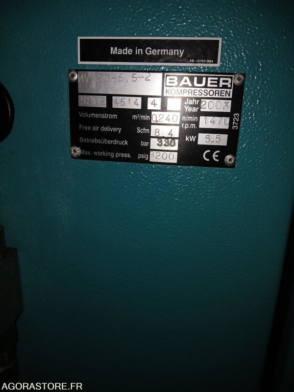 Compresseur HP air respirable BAUER MV120, avec rampe de gonflage 6 flexibles - Kompresor za vazduh: slika 3 Compresseur HP air respirable BAUER MV120, avec rampe de gonflage 6 flexibles - Kompresor za vazduh: slika 3