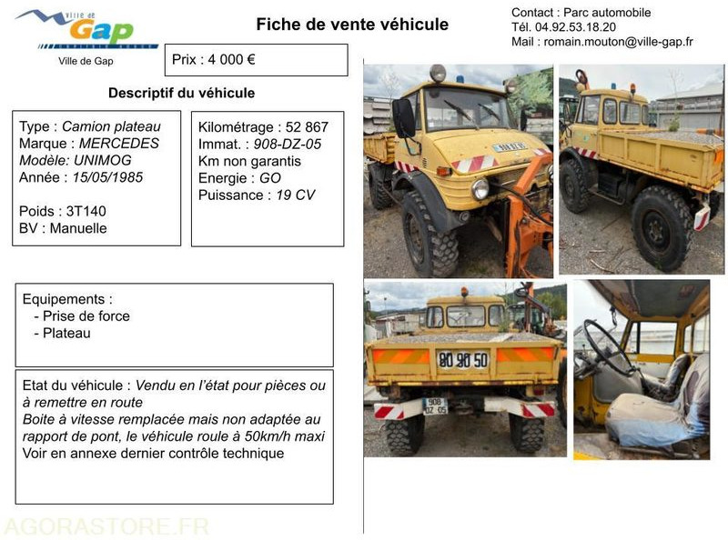 Camion plateau Mercedes UNIMOG - Kamion: slika 1 Camion plateau Mercedes UNIMOG - Kamion: slika 1