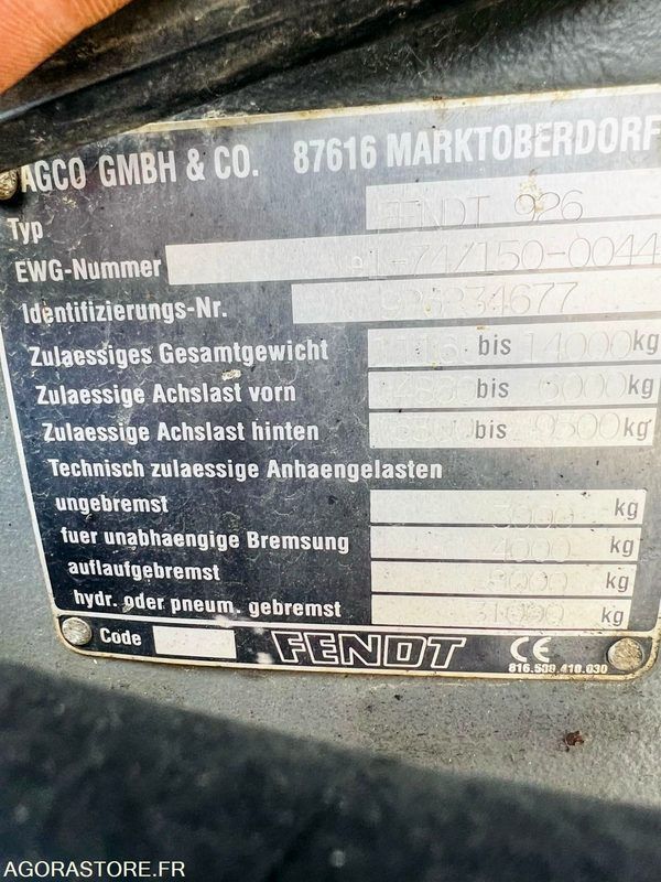 Tracteur Fendt Favorit 926 Vario - 9437 heures - 2003 - Traktor: slika 3 Tracteur Fendt Favorit 926 Vario - 9437 heures - 2003 - Traktor: slika 3