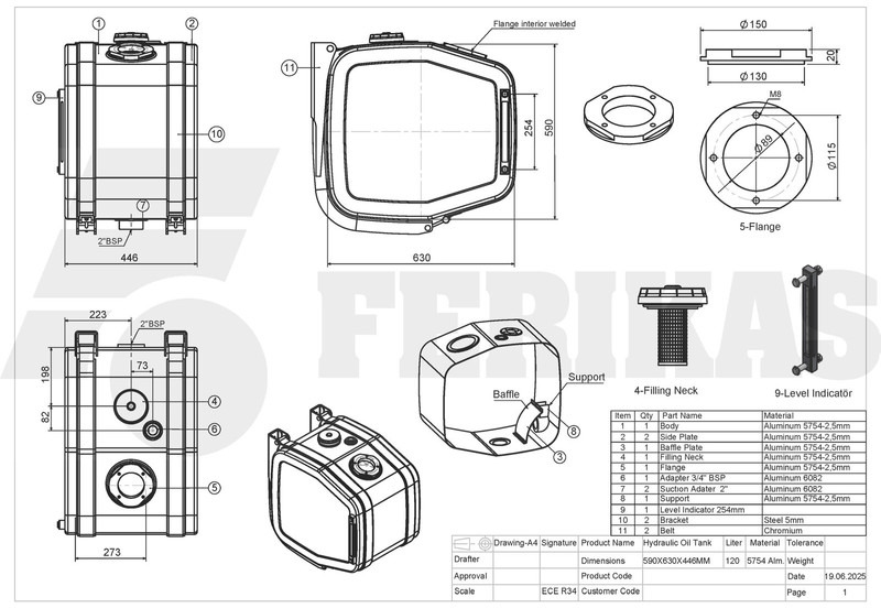 Hidraulični rezervoar za Kamion novi Hydraulic aluminum oil tank 120L: slika 14