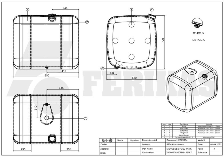 Rezervoar za gorivo za Kamion novi Mercedes-Benz New aluminum fuel tank 320L: slika 7 Rezervoar za gorivo za Kamion novi Mercedes-Benz New aluminum fuel tank 320L: slika 7