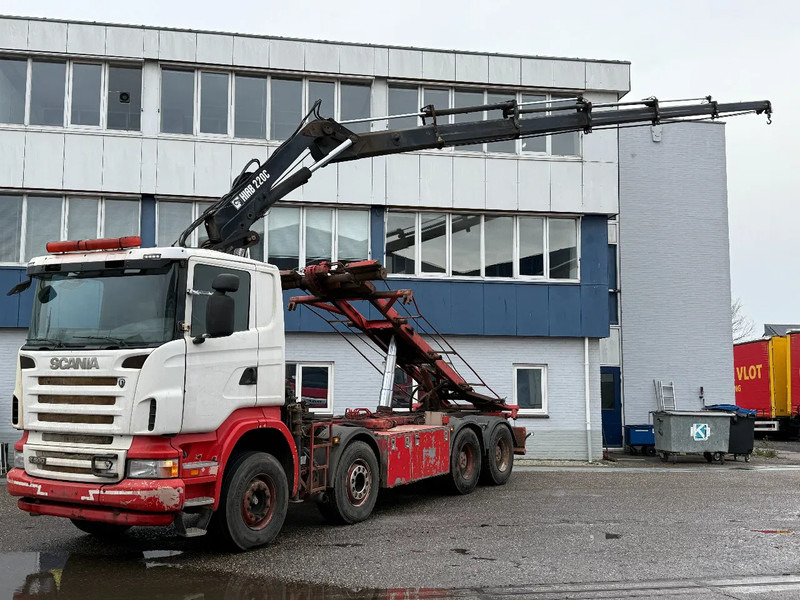 Scania R500 V8 8X4 + HIAB 220-5 + REMOTE + CABLELIFT - FULL STEEL SUSP. MANUAL GEAR. BIG AXLES - Kamion sa kablovskim sistemom, Kamion sa dizalicom: slika 1 Scania R500 V8 8X4 + HIAB 220-5 + REMOTE + CABLELIFT - FULL STEEL SUSP. MANUAL GEAR. BIG AXLES - Kamion sa kablovskim sistemom, Kamion sa dizalicom: slika 1