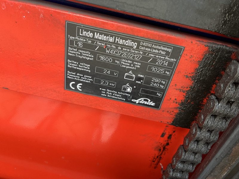 Linde stapelaar heftruck LINDE L16 duplo290cm 4200uur 2014 - Slagač: slika 4 Linde stapelaar heftruck LINDE L16 duplo290cm 4200uur 2014 - Slagač: slika 4