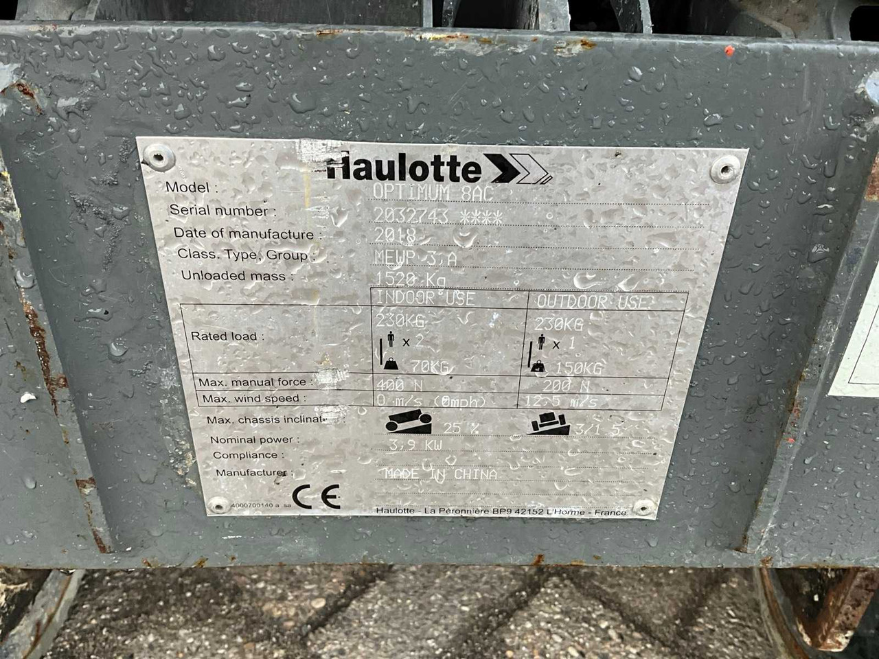 Vazdušna platforma 2018 HAULOTTE OPTIMUM 8 SCISSOR LIFT: slika 18 Vazdušna platforma 2018 HAULOTTE OPTIMUM 8 SCISSOR LIFT: slika 18