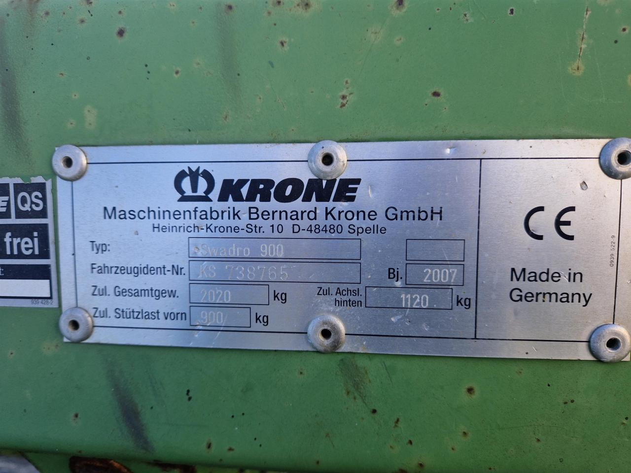 Krone Swadro 900 - Prevrtač/ Grabuljač: slika 3 Krone Swadro 900 - Prevrtač/ Grabuljač: slika 3