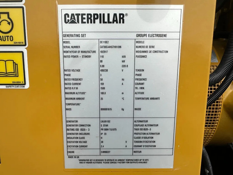 Caterpillar DE110E2 110 kVA Silent generatorset as New ! 121 hours XXL tank - Set generatora: slika 3 Caterpillar DE110E2 110 kVA Silent generatorset as New ! 121 hours XXL tank - Set generatora: slika 3