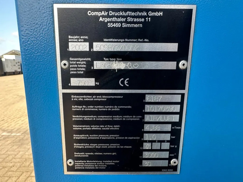 Compair L30 Elektrische Schroefcompressor 30 kW 4.88 m3 / min 7.5 Bar - Kompresor za vazduh: slika 3 Compair L30 Elektrische Schroefcompressor 30 kW 4.88 m3 / min 7.5 Bar - Kompresor za vazduh: slika 3
