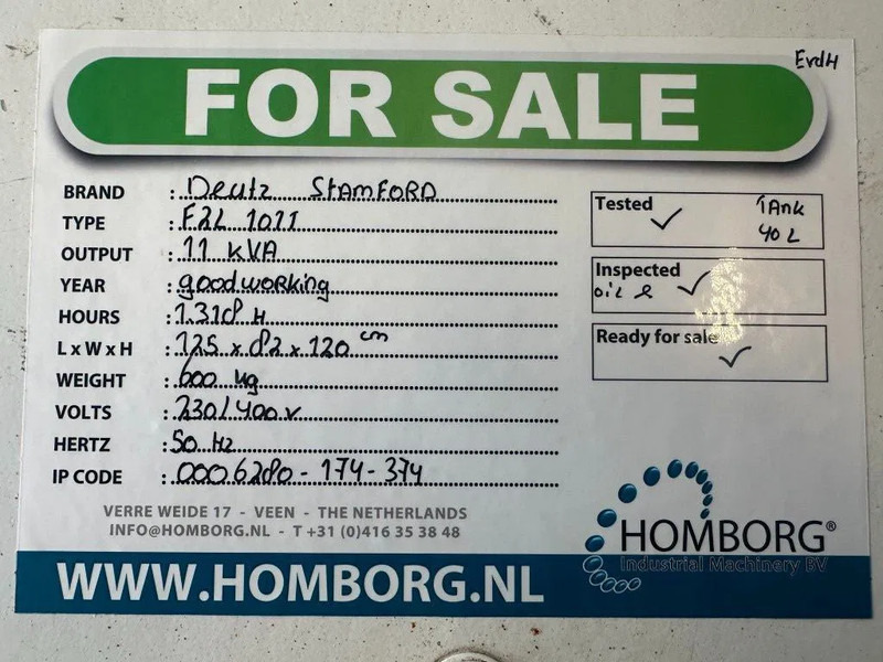 Set generatora Deutz F2L 1011 Stamford 11 kVA generatorset: slika 14