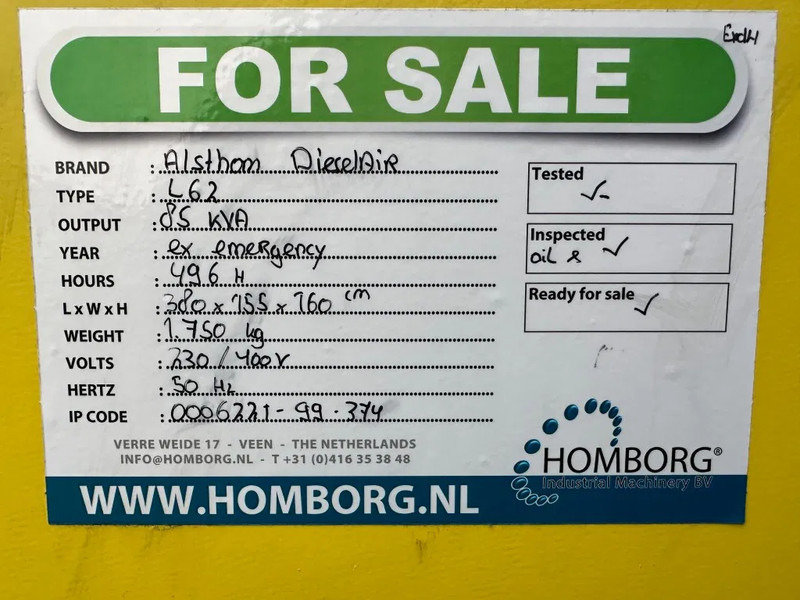 Set generatora Dieselair Alsthom Unelec 85 kVA noodstroom generatorset ex Emergency: slika 14