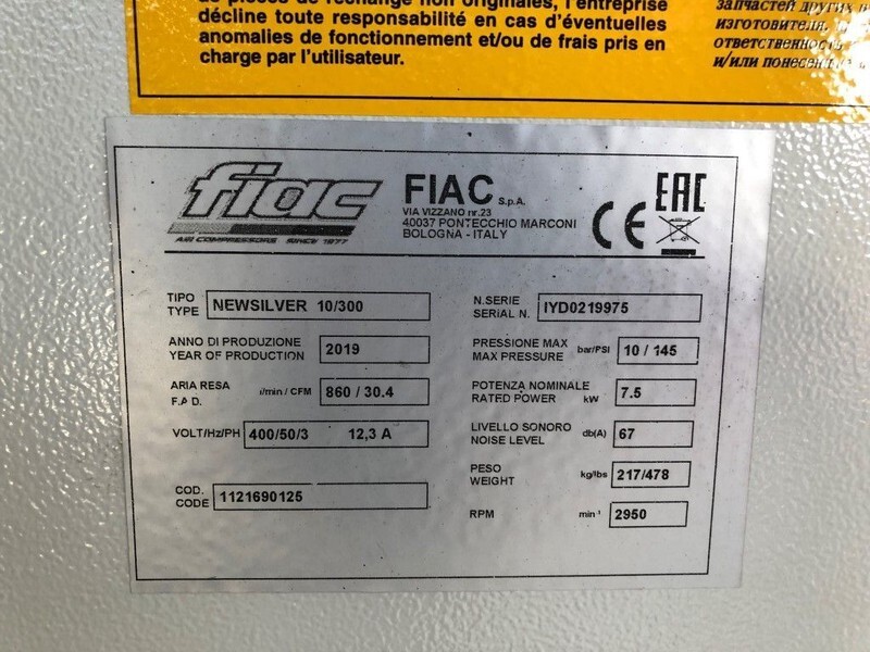 Fiac New Silver 10 / 300 Silent 7.5 kW 860 L / min 10 bar Elektrische Schroefcompressor met ketel - Kompresor za vazduh: slika 5 Fiac New Silver 10 / 300 Silent 7.5 kW 860 L / min 10 bar Elektrische Schroefcompressor met ketel - Kompresor za vazduh: slika 5
