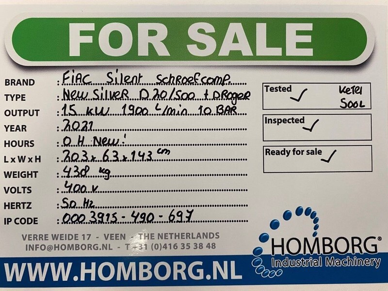 Fiac New Silver D 20 / 500 Silent 15 kW 1900 L / min 10 Bar Elektrische Schroefcompressor met ketel en droger - Kompresor za vazduh: slika 2 Fiac New Silver D 20 / 500 Silent 15 kW 1900 L / min 10 Bar Elektrische Schroefcompressor met ketel en droger - Kompresor za vazduh: slika 2