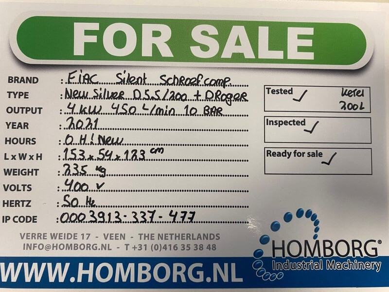 Fiac New Silver D 5.5 / 200 Silent 4 kW 450 L / min 10 Bar Elektrische Schroefcompressor met ketel en droger - Kompresor za vazduh: slika 2 Fiac New Silver D 5.5 / 200 Silent 4 kW 450 L / min 10 Bar Elektrische Schroefcompressor met ketel en droger - Kompresor za vazduh: slika 2