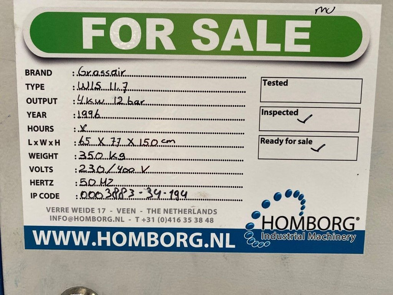 Kompresor za vazduh Grassair WIS 11.7 Silent 4 kW 550 L / min 12 Bar Schroefcompressor: slika 10 Kompresor za vazduh Grassair WIS 11.7 Silent 4 kW 550 L / min 12 Bar Schroefcompressor: slika 10