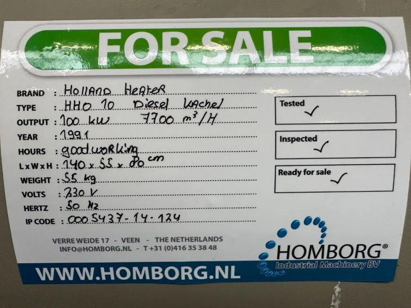 Građevinski grejač Holland Holland Heater HHO 10 Kachel 100 kW Diesel Heater: slika 12