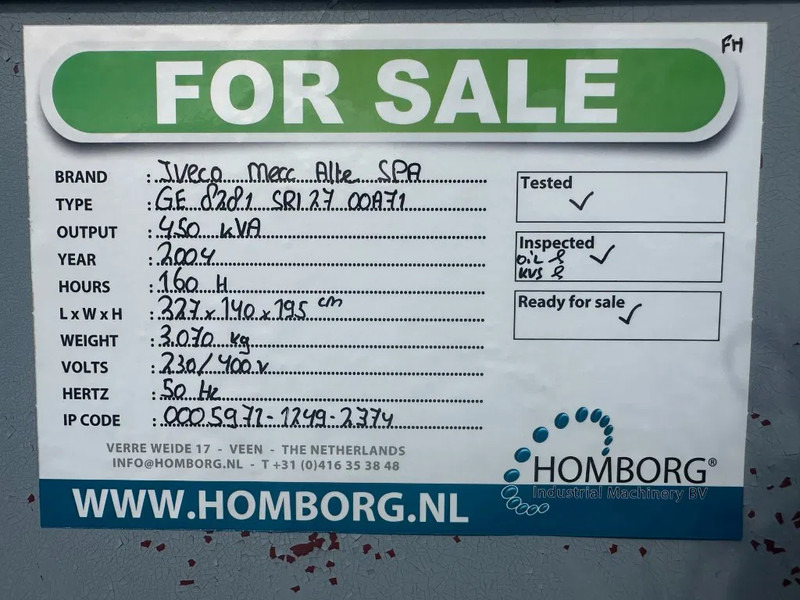 Set generatora Iveco GE 8281 SRI27 00A71 Mecc Alte Spa 450 kVA generatorset ex Emergency 160 hours: slika 14 Set generatora Iveco GE 8281 SRI27 00A71 Mecc Alte Spa 450 kVA generatorset ex Emergency 160 hours: slika 14