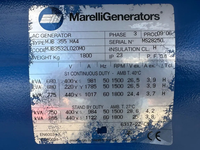 Set generatora MTU 12V 2000 Marelli 750 kVA generatorset: slika 9